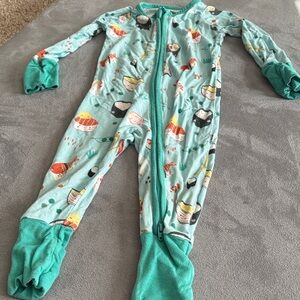 Little Sleepies Teal sushi Print Footie